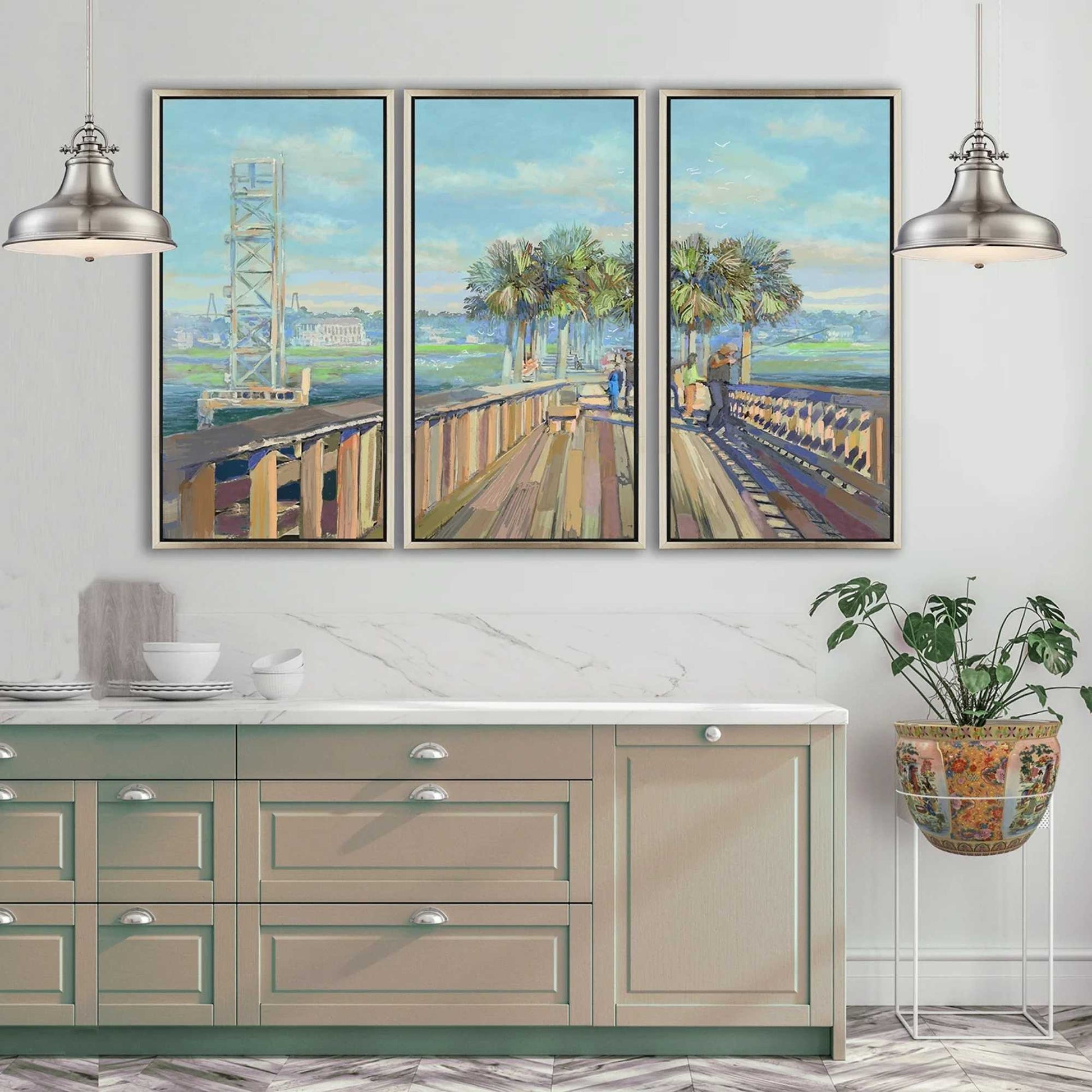 Three panel art collection of Pitt Street Bridge