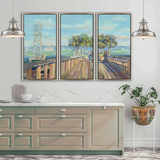 Three panel art collection of Pitt Street Bridge