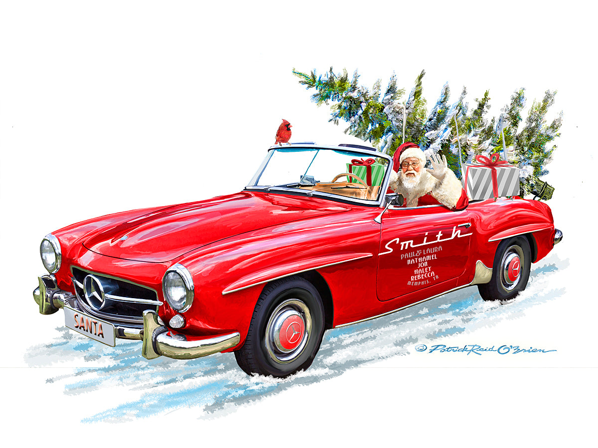 Santa's Benz | Personalized Holiday Art – Patrick Reid O'Brien Studio