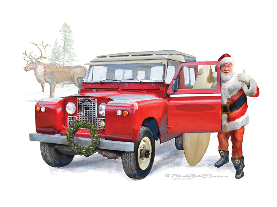 Santa's Land Rover | Personalized Holiday Art – Patrick Reid O'Brien Studio